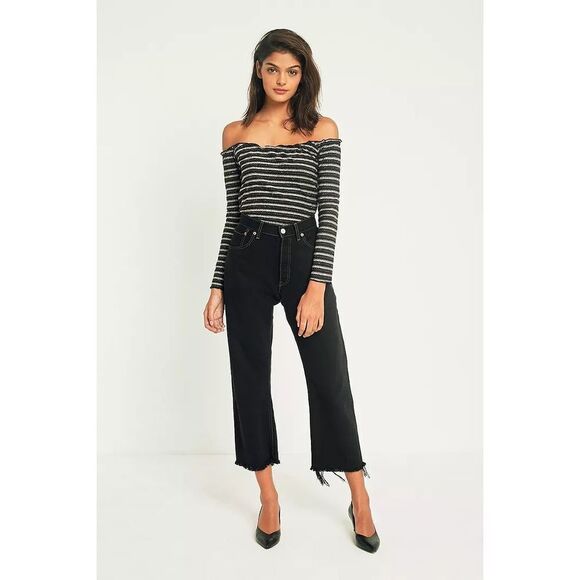 Urban‎ outfitters off the shoulder lurex long sleeve top - Picture 1 of 5